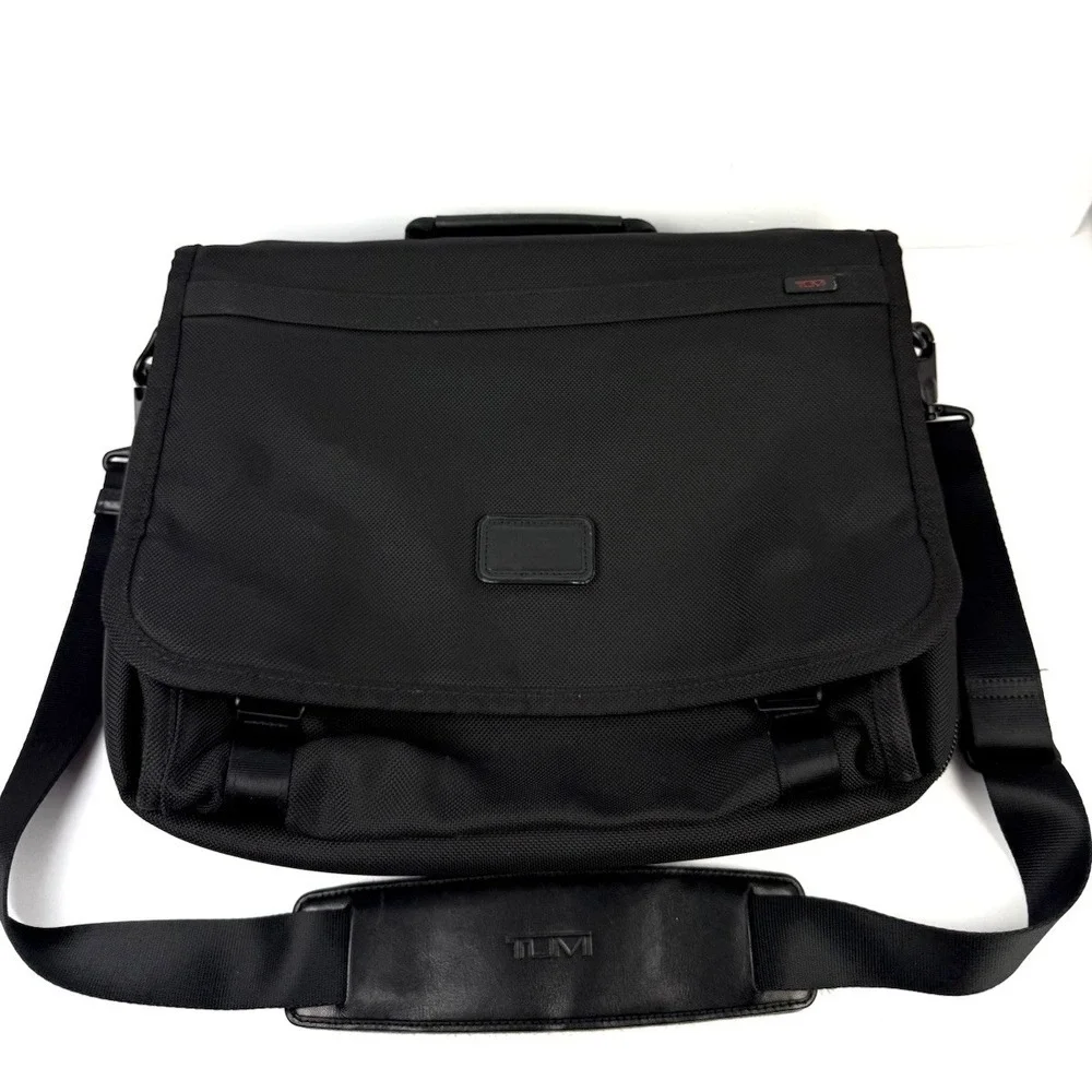 Tumi Alpha Briefcase Slim Black Portfolio Ballistic Nylon Laptop Bag Travel